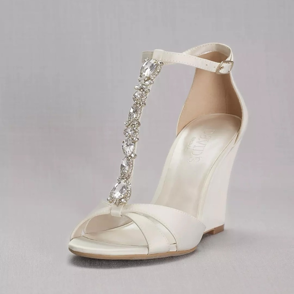 David’s Bridal Satin Wedge Shoes